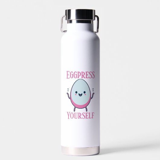 Eggpress Yourself" Grappige woordspeling Waterfles (Voorkant)