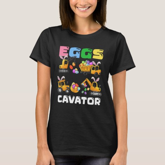 Eggs Cavator Easter Bunny Construction Trucks Boys T-shirt (Voorkant)