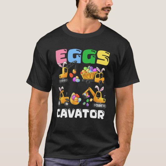 Eggs Cavator Easter Bunny Construction Trucks Boys T-shirt (Voorkant)