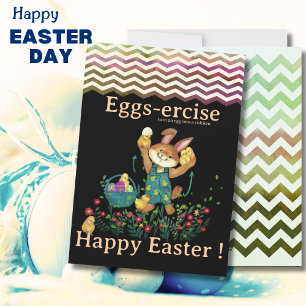 Eggs-ercise Bunny en kippen Paasvakantie Kaart