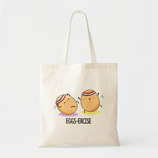 Eggs-ercise Funny Aerobic Eggs Pun Tote Bag (Voorkant)