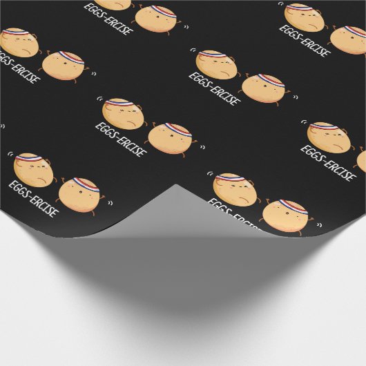 Eggs-recise Funny Aerobic Eggs Pun Dark BG Cadeaupapier (Hoek)