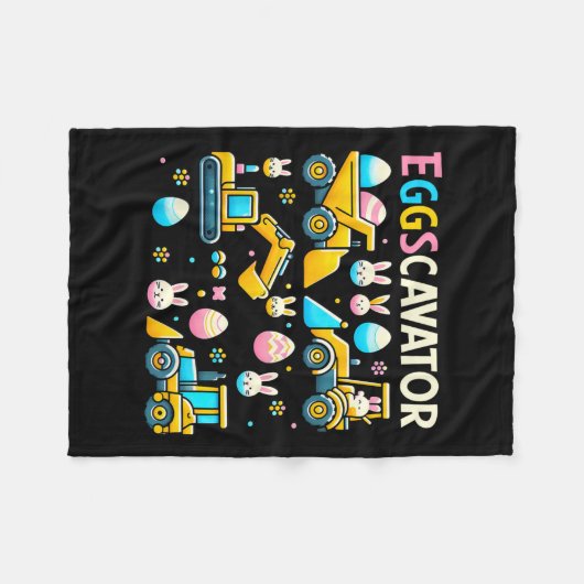 Eggscavator Easter eiershuntconstructietransport Fleece Deken (Voorkant (Horizontaal))