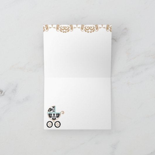 Eggshell Blue Damas Baby Carriage Douche Merci (Intérieur)