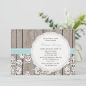 Eggshell Blue Lace Rustic Bridal Shower Kaart (Staand voorkant)