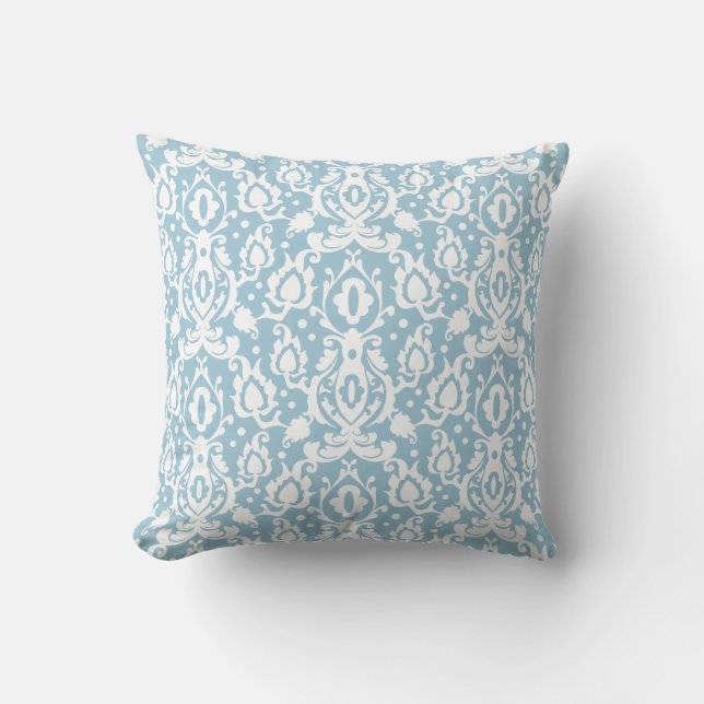 Eggshell Blue Moroccan Damask Kussen (Voorkant)