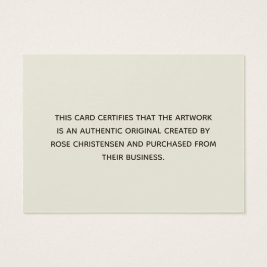 Eggshell Brown Script Certificate of Authenticity Visitekaartje (Achterkant)