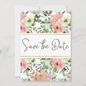 Eggshell en Blush Floral sparen de Datum Save The Date (Voorkant)