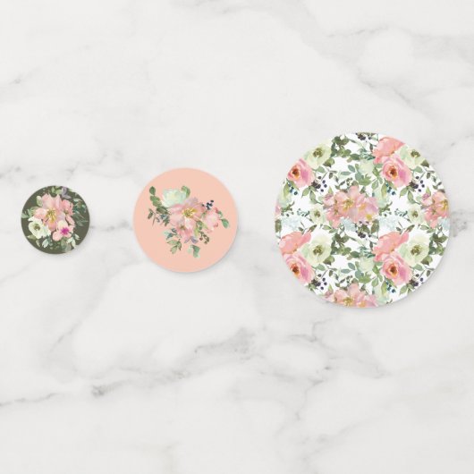 Eggshell en Blush Floral Wedding Confetti (Achterkanten)