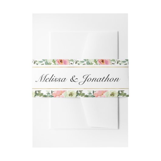 Eggshell en Blush Floral Wedding Invi Uitnodigingen Wikkel (Voorkant Voorbeeld)