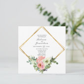 Eggshell en Blush Floral Wedding Invitation (Staand voorkant)