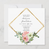 Eggshell en Blush Floral Wedding Invitation (Voorkant)