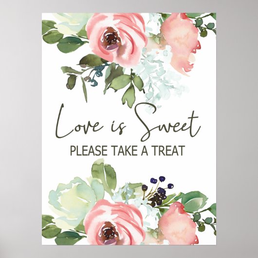 Eggshell en Blush Floral Wedding Love is Sweet Poster (Voorkant)