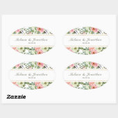 Eggshell en Blush Floral Wedding Oval Sticker (Vel)