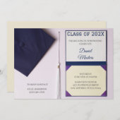 Eggshell / Navy Blue Graduation Cap Diploma Kaart (Voorkant / Achterkant)