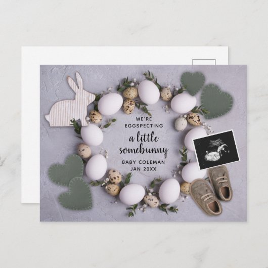 Eggspecting Lente Paaszwangerschap Onthullen Baby Aankondigingskaart (Voorkant / Achterkant)