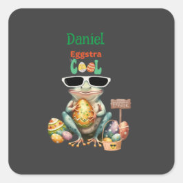 Eggstra Koele Kikker met Zonnebril Paasschrikkelja Vierkante Sticker