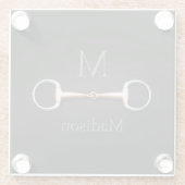 Eggstut Snaffle Bit Monogrammed Equestrian Glazen Onderzetter (Achterkant)