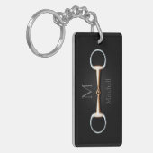 Eggstut Snaffle Bit Monogrammed Equestrian Sleutelhanger (Voorkant Links)