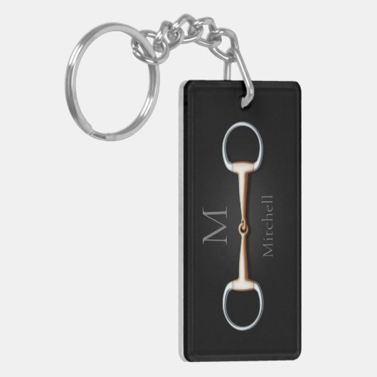 Eggstut Snaffle Bit Monogrammed Equestrian Sleutelhanger (Voorkant Links)