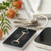 Eggstut Snaffle Bit Monogrammed Equestrian Sleutelhanger (Voorkant Rechts)