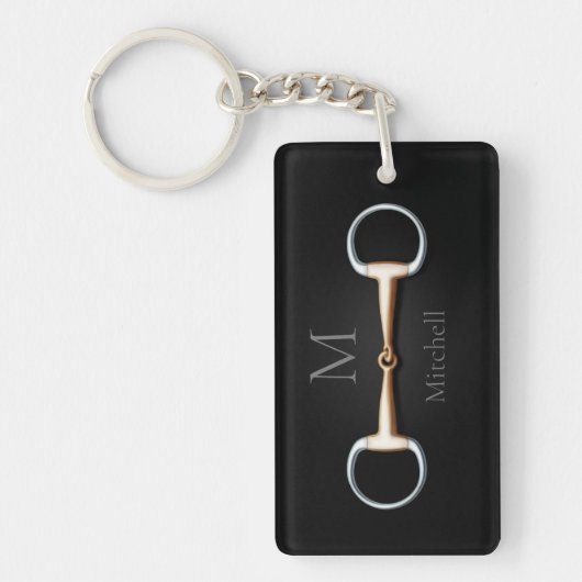 Eggstut Snaffle Bit Monogrammed Equestrian Sleutelhanger (Voorkant)