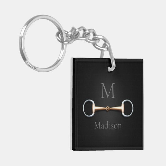 Eggstut Snaffle Bit Monogrammed Equestrian Sleutelhanger (Voorkant Links)