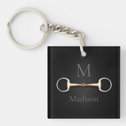 Eggstut Snaffle Bit Monogrammed Equestrian Sleutelhanger (Voorkant)