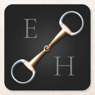 Eggstut Snaffle Bit Monogrammed Equestrian Vierkante Kartonnen Onderzetter