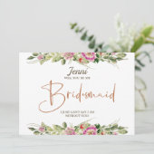 Eglantine Bloemen Bruidsmeisje Voorstel Kaart (Staand voorkant)