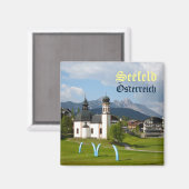 Église à Seefeld, Autriche aimant texte (Recto/Verso)