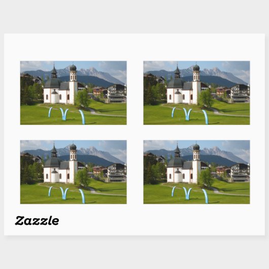 Église à Seefeld, Autriche autocollant rectangulai (Feuille)
