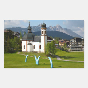 Église à Seefeld, Autriche autocollant rectangulai