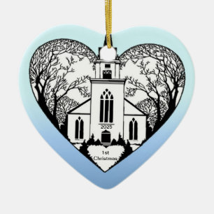 Église à un coeur - ornement personnalisable