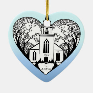 Église à un coeur - ornement personnalisable