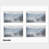 Église à Zillertal en hiver autocollant rectangula (Feuille)