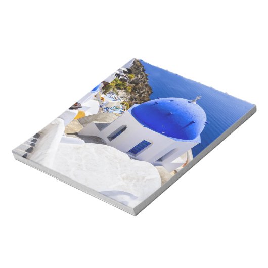 Église dans le bloc-notes de Santorin (Tourné)