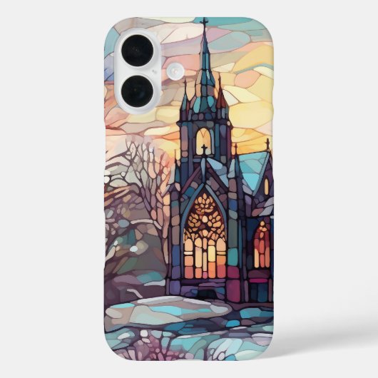 Eglise en verre satiné iPhone 16 Coque (Verso)