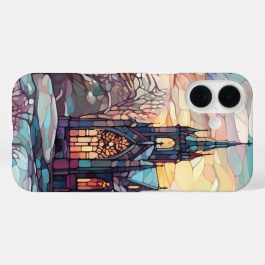 Eglise en verre satiné iPhone 16 Coque (Verso (horizontal))