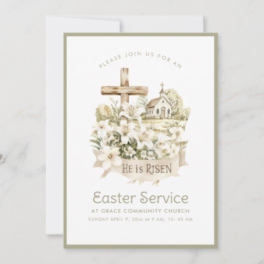 Église neutre | Invitation de service de Pâques (Devant)