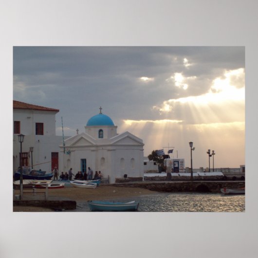 Église orthodoxe Île Mykonos Grèce Poster (Devant)