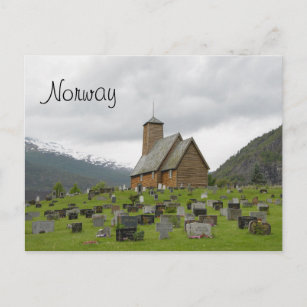 Eglise Stave avec carte postale cimetière avec Nor