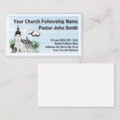 Église Steeple Aquarelle Eglise Cartes de visite (Devant / Derrière)