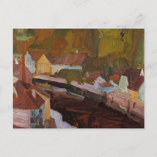 Egon Schiele- dorp door de rivier Briefkaart (Voorkant)