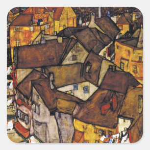 Egon Schiele Krumau Crescent of Houses Vierkante Sticker