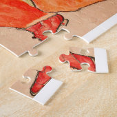 Egon Schiele - neeling Vrouw in Oranje rode dress Legpuzzel (Zijkant)