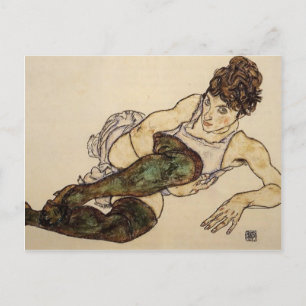 Egon Schiele- Raming Vrouw met groene kousen Briefkaart
