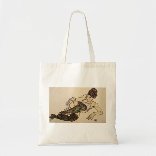 Egon Schiele- Raming Vrouw met groene kousen Tote Bag (Voorkant)