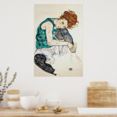 Egon Schiele Seated Woman met Bent Knee Poster (Keuken)