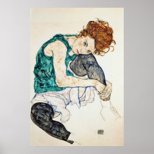 Egon Schiele Seated Woman met Bent Knee Poster (Voorkant)